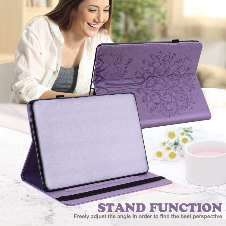 For Lenovo M10 TB-X505L Tree & Deer Pattern Pressed Printing Horizontal Flip PU Leather Case with Holder & Card Slots(Purple) - Lenovo by PMC TechLife | Online Shopping South Africa | PMC TechLife | Buy Now Pay Later Mobicred