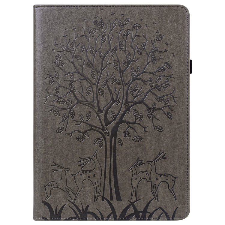 For Lenovo Tab P11 2020 / P11 Plus 2021 Tree & Deer Pattern Pressed Printing Horizontal Flip PU Leather Case with Holder & Card Slots(Grey) - Lenovo by PMC TechLife | Online Shopping South Africa | PMC TechLife | Buy Now Pay Later Mobicred
