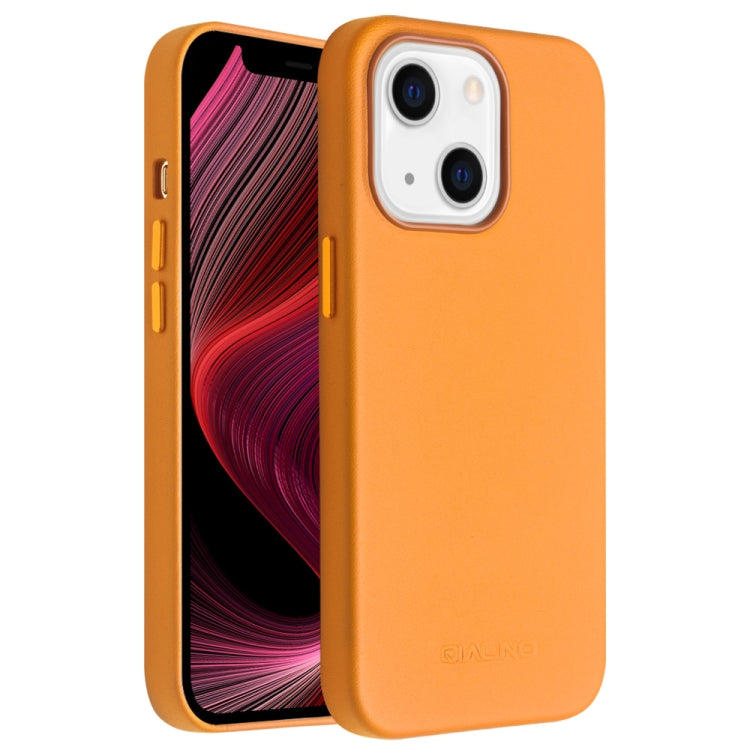 For iPhone 13 QIALINO Nappa Cowhide MagSafe Magnetic Protective Case(Orange) - iPhone 13 Cases by QIALINO | Online Shopping South Africa | PMC Jewellery | Buy Now Pay Later Mobicred