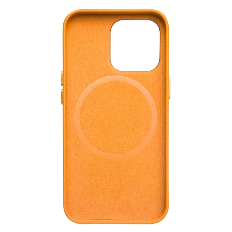 For iPhone 13 QIALINO Nappa Cowhide MagSafe Magnetic Protective Case(Orange) - iPhone 13 Cases by QIALINO | Online Shopping South Africa | PMC Jewellery | Buy Now Pay Later Mobicred