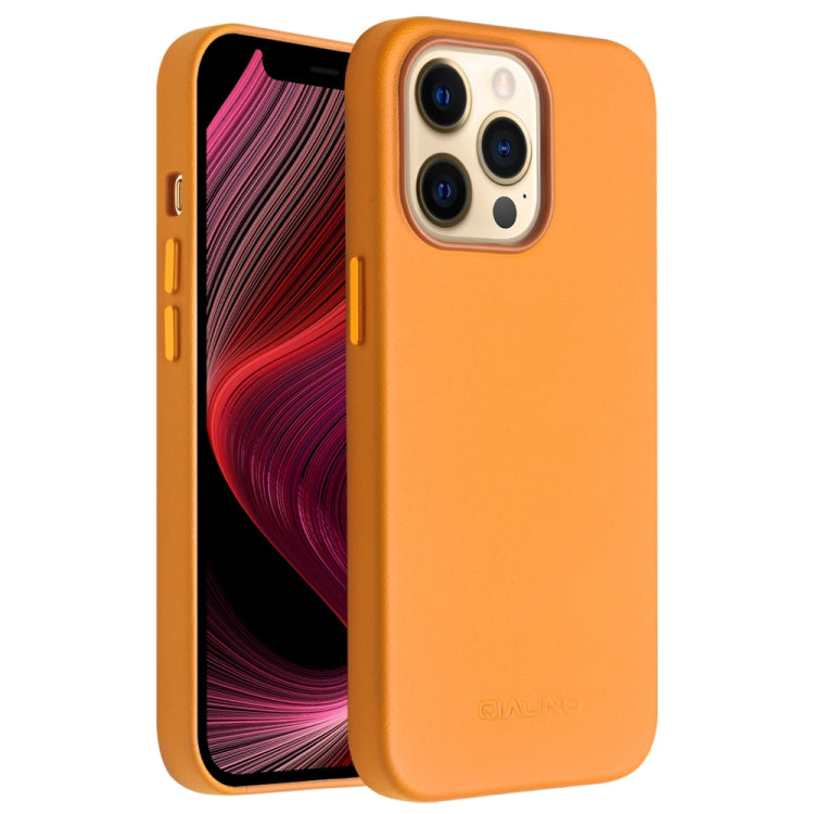 For iPhone 13 Pro Max QIALINO Nappa Cowhide MagSafe Magnetic Protective Case (Orange) - free shipping - PMC Jewellery - Order now!