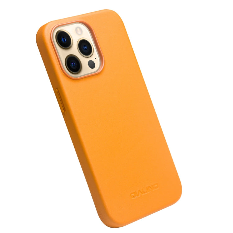 For iPhone 13 Pro Max QIALINO Nappa Cowhide MagSafe Magnetic Protective Case (Orange) - free shipping - PMC Jewellery - Order now!