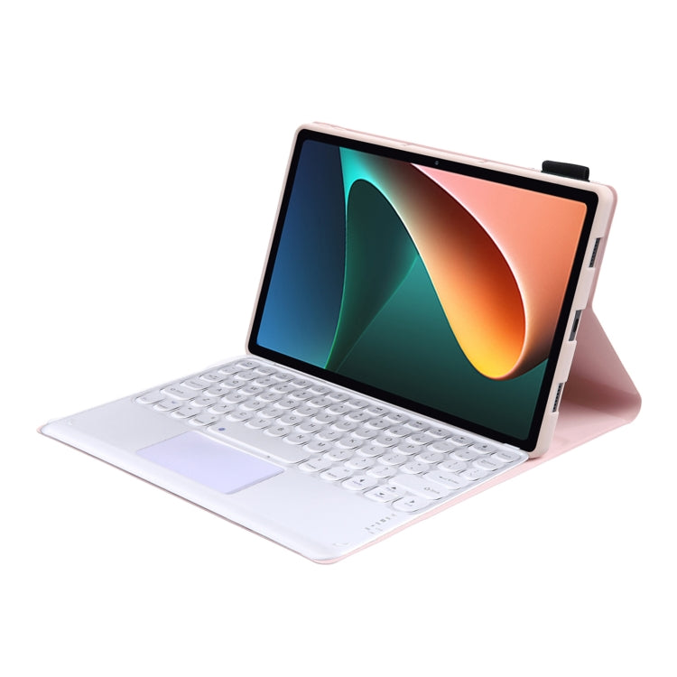 Y0N5-A TPU Tablet Case Lambskin Texture Round Keycap Bluetooth Keyboard Leather Tablet Case with Holder & Touchpad For Xiaomi Pad 5 / 5 Pro(Pink) - Others Keyboard by PMC TechLife | Online Shopping South Africa | PMC TechLife