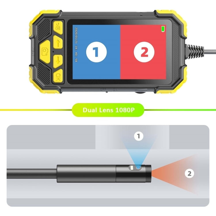 Y19 7.9mm Dual Lens Hand-held Hard-wire Endoscope with 4.3-inch IPS Color LCD Screen, Cable Length:10m(Yellow) -  by PMC Jewellery | Online Shopping South Africa | PMC Jewellery | Buy Now Pay Later Mobicred