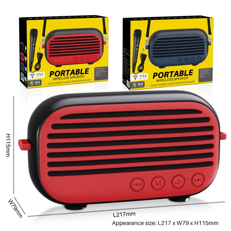 New Rixing NR-3000M Bluetooth 5.0 Portable Karaoke Wireless Bluetooth Speaker with Microphone & Shoulder Strap(Blue) - free shipping - PMC Jewellery - Order now!