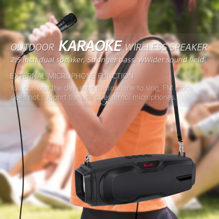 New Rixing NR-6012M Bluetooth 5.0 Portable Outdoor Karaoke Wireless Bluetooth Speaker with Microphone & Shoulder Strap(Blue) - Desktop Speaker by NewRixing | Online Shopping South Africa | PMC Jewellery | Buy Now Pay Later Mobicred