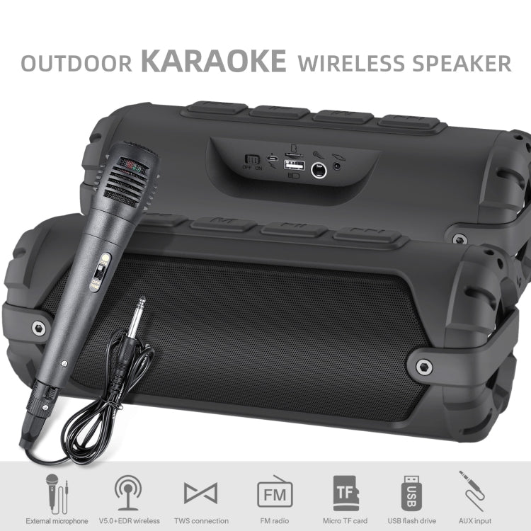 New Rixing NR-6013M Bluetooth 5.0 Portable Outdoor Karaoke Wireless Bluetooth Speaker with Microphone & Shoulder Strap(Black) - Desktop Speaker by NewRixing | Online Shopping South Africa | PMC Jewellery | Buy Now Pay Later Mobicred