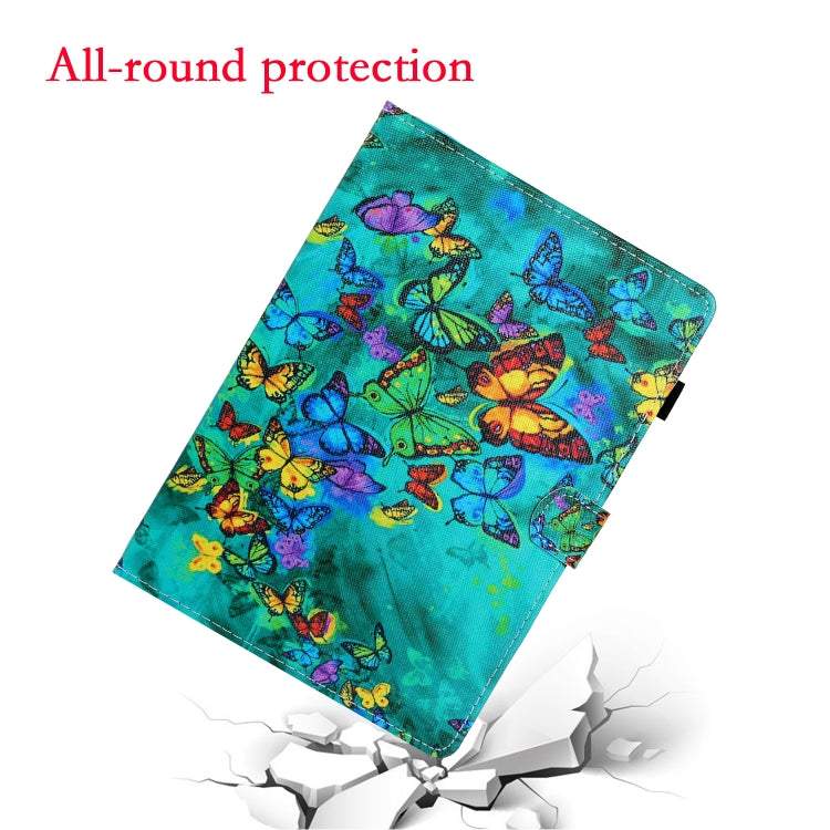 10 inch Universal Colored Drawing Horizontal Flip PU Leather Case with Holder & Card Slot(Green Butterfly) - free shipping - PMC TechLife - Order now!