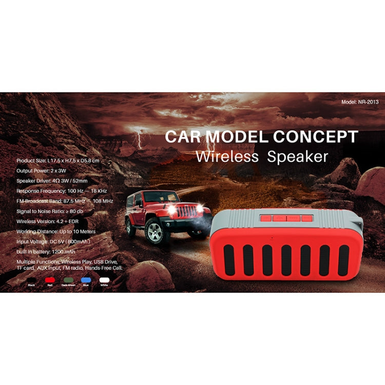 NewRixing NR-2013 TWS Car Exhaust Duct-shaped Bluetooth Speaker(Red) - free shipping - PMC Jewellery - Order now!