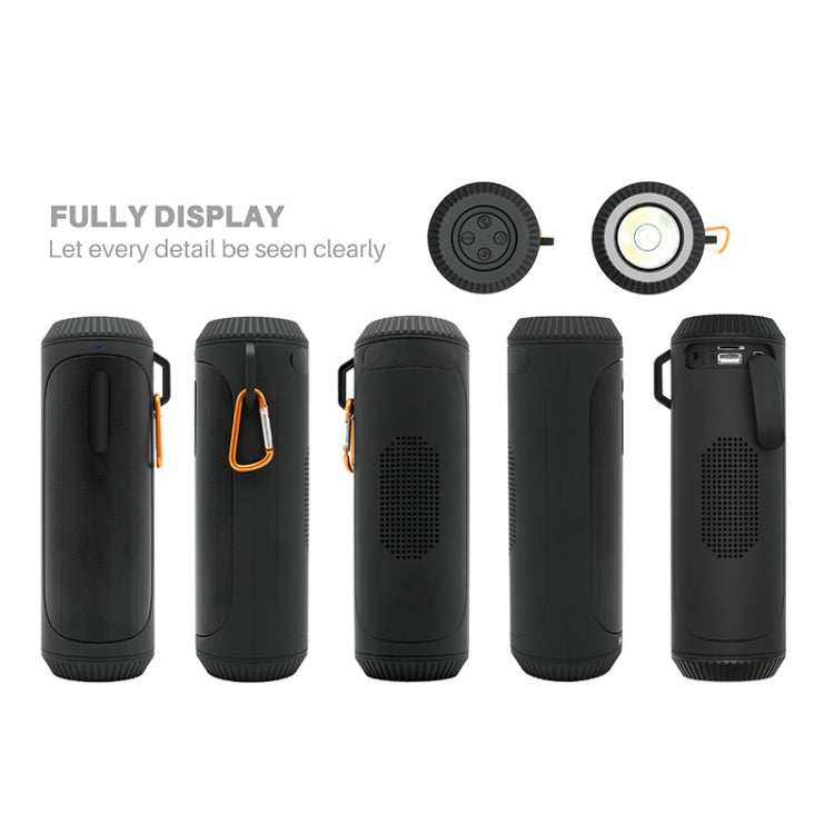 NewRixing NR-4016A TWS Outdoor Splashproof Bluetooth Speaker with Carabiner Handle & SOS Flashlight(Black) - free shipping - PMC Jewellery - Order now!