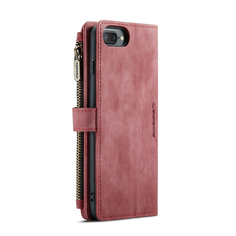 CaseMe-C30 PU + TPU Multifunctional Horizontal Flip Leather Case with Holder & Card Slot & Wallet & Zipper Pocket For iPhone 8 Plus & 7 Plus & 6 Plus(Red) - More iPhone Cases by CaseMe | Online Shopping South Africa | PMC Jewellery | Buy Now Pay Later Mobicred