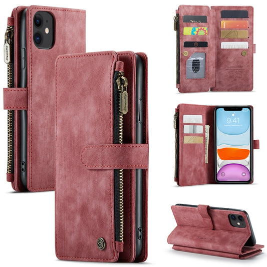 For iPhone 11 CaseMe-C30 PU + TPU Multifunctional Horizontal Flip Leather Case with Holder & Card Slot & Wallet & Zipper Pocket (Red) - iPhone 11 Cases by CaseMe | Online Shopping South Africa | PMC Jewellery | Buy Now Pay Later Mobicred