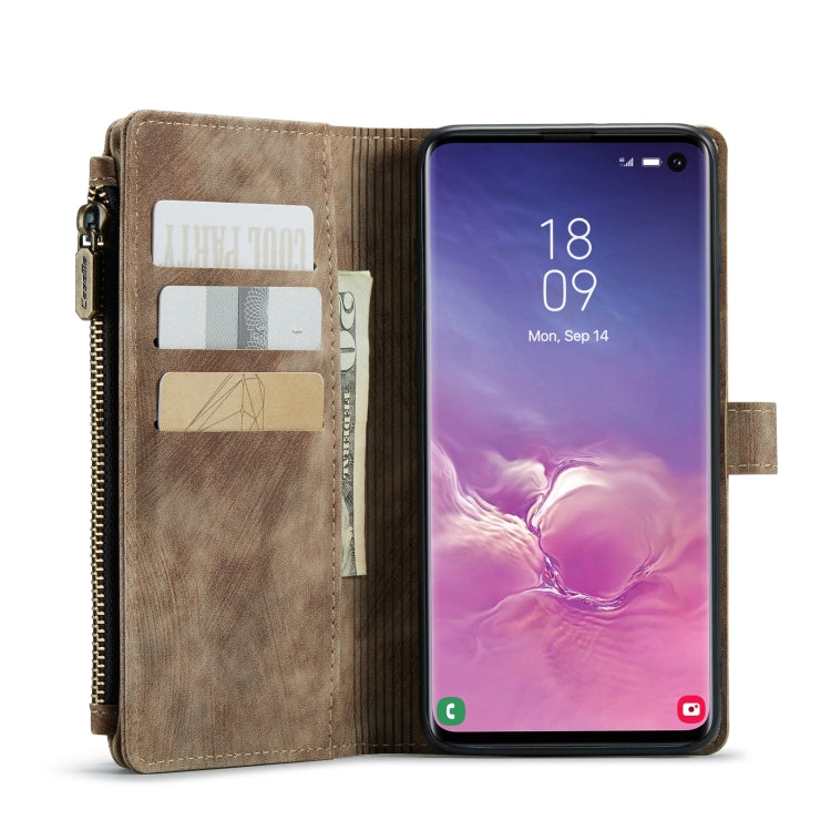 For Samsung Galaxy S10 CaseMe-C30 PU + TPU Multifunctional Horizontal Flip Leather Case with Holder & Card Slot & Wallet & Zipper Pocket(Brown) - Galaxy Phone Cases by CaseMe | Online Shopping South Africa | PMC Jewellery | Buy Now Pay Later Mobicred