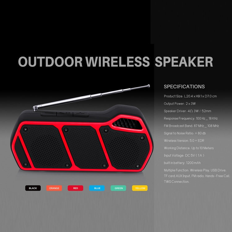 NewRixing NR-5011fm Outdoor Portable Bluetooth Speakerr, Support Hands-free Call / TF Card / FM / U Disk(Orange) - Desktop Speaker by NewRixing | Online Shopping South Africa | PMC Jewellery | Buy Now Pay Later Mobicred