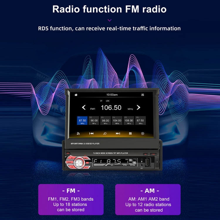 9601C HD 7 inch Universal Car Manually Retractable Screen MP5 Player with Carplay, Support FM & Bluetooth & TF Card - Car MP3 & MP4 & MP5 by PMC TechLife | Online Shopping South Africa | PMC TechLife | Buy Now Pay Later Mobicred