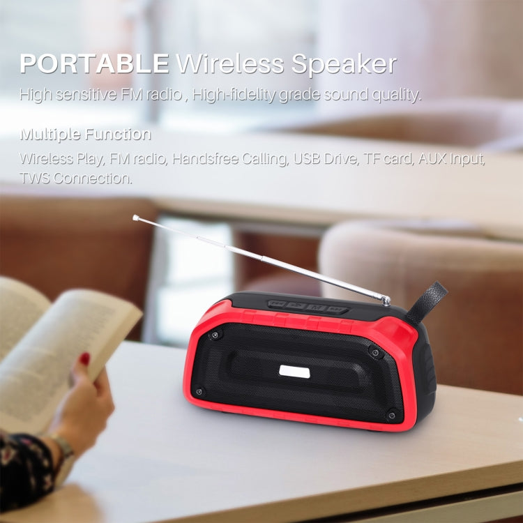 New Rixing NR-906FM TWS Waterproof Bluetooth Speaker Support Hands-free Call / FM with Handle & Antenna(Black) - free shipping - PMC Jewellery - Order now!