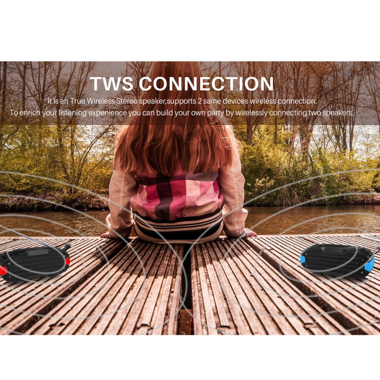 New Rixing NR-907FM TWS Outdoor Bluetooth Speaker Support Hands-free Call / FM with Handle & Antenna(Red) - free shipping - PMC Jewellery - Order now!