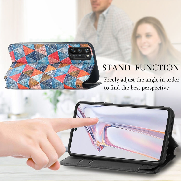 For Blackview A100 Colorful Magnetic Horizontal Flip PU Leather Case with Holder & Card Slot & Wallet(Rhombus Mandala) - More Brand by PMC Jewellery | Online Shopping South Africa | PMC Jewellery | Buy Now Pay Later Mobicred