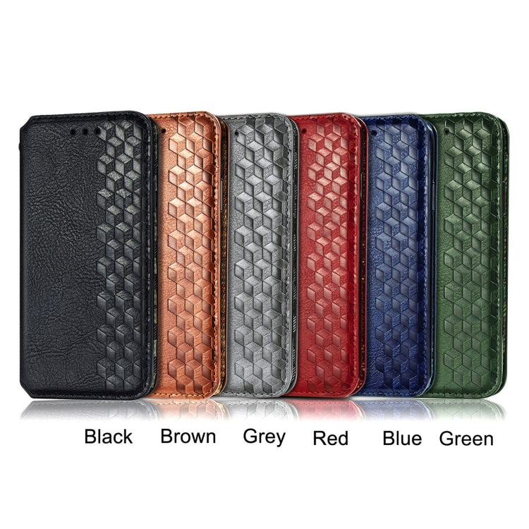 For Blackview A100 Cubic Grid Pressed Horizontal Flip Magnetic PU Leather Case with Holder & Card Slots & Wallet(Grey) - free shipping - PMC TechLife - Order now!