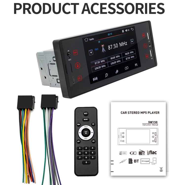 SW150 5-inch HD Touch Screen Dual USB Car MP5 Player Bluetooth Reversing Video Card U Disk Radio - Car MP3 & MP4 & MP5 by PMC TechLife | Online Shopping South Africa | PMC TechLife | Buy Now Pay Later Mobicred