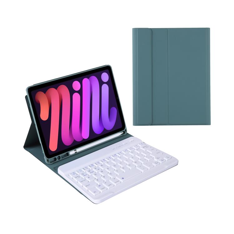 A06B Ultra-thin Detachable Bluetooth Keyboard Leather Case with Pen Slot & Holder for iPad mini 6 / mini 7(Dark Green) - For iPad mini by PMC TechLife | Online Shopping South Africa | PMC TechLife | Buy Now Pay Later Mobicred