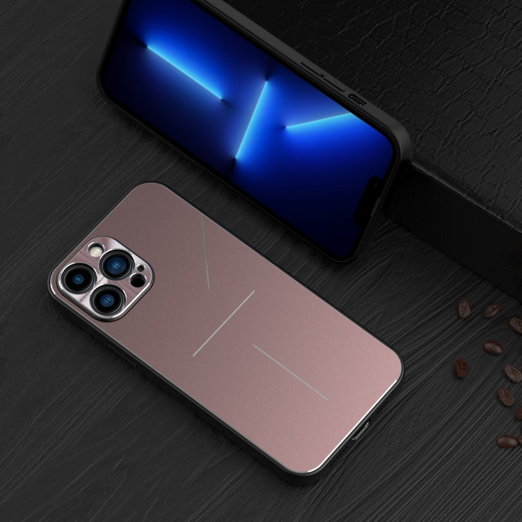 For iPhone 13 R-JUST RJ-52 3-Line Style Metal TPU Shockproof Protective Case(Pink) - free shipping - PMC TechLife - Order now!