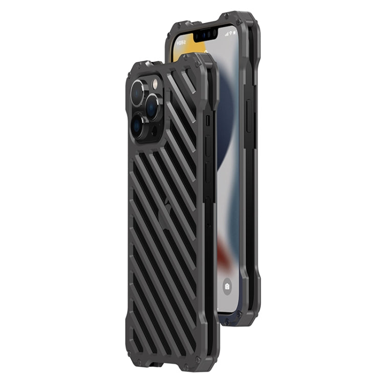 For iPhone 13 R-JUST RJ-50 Hollow Breathable Armor Metal Shockproof Protective Case(Silver Grey) - free shipping - PMC TechLife - Order now!