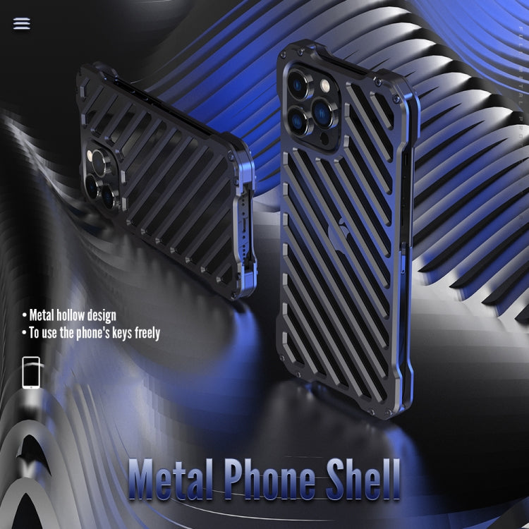 For iPhone 12 R-JUST RJ-50 Hollow Breathable Armor Metal Shockproof Protective Case(Silver Grey) - iPhone 12 / 12 Pro Cases by R-JUST | Online Shopping South Africa | PMC TechLife | Buy Now Pay Later Mobicred