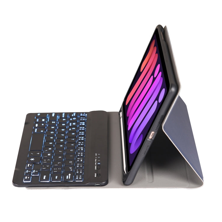 A06BS Ultra-thin Backlight Bluetooth Keyboard Leather Tablet Case with Holder & Pen Slot For iPad mini 6 / mini 7(Dark Blue) - For iPad mini by PMC TechLife | Online Shopping South Africa | PMC TechLife | Buy Now Pay Later Mobicred
