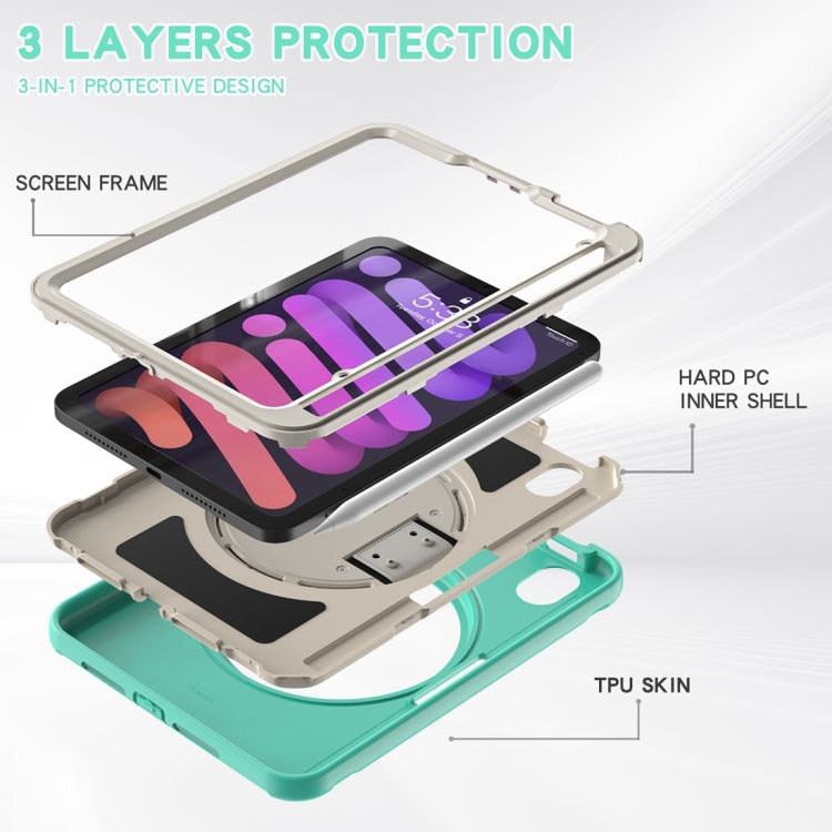For iPad mini 6 360 Degree Rotation PC + TPU Protective Tablet Case with Holder & Hand-strap(Mint Green) - iPad mini 6 Cases by PMC Jewellery | Online Shopping South Africa | PMC Jewellery | Buy Now Pay Later Mobicred