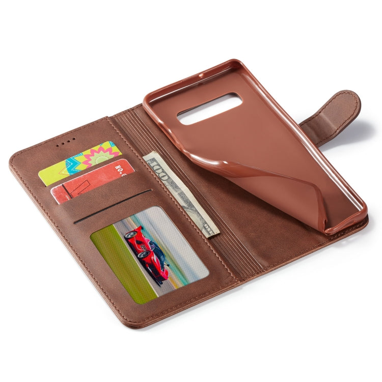 For Galaxy S10 Plus LC.IMEEKE Calf Texture Horizontal Flip Leather Case, with Holder & Card Slots & Wallet(Yellow) - Galaxy Phone Cases by LC.IMEEKE | Online Shopping South Africa | PMC TechLife | Buy Now Pay Later Mobicred