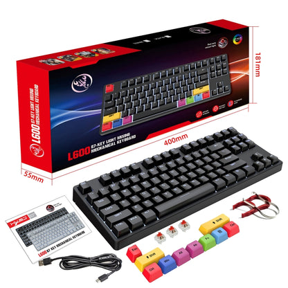 HXSJ L600 87 Keys USB-C / Type-C Wired Red Shaft Mechanical Keyboard with Cool Backlight(Black) - Wired Keyboard by HXSJ | Online Shopping South Africa | PMC Jewellery | Buy Now Pay Later Mobicred