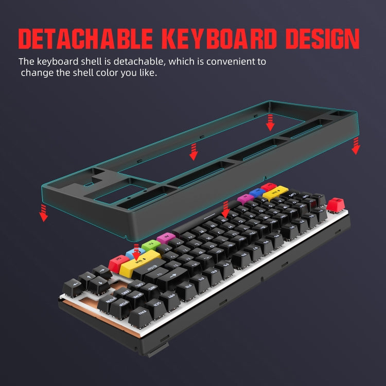 HXSJ L600 87 Keys USB-C / Type-C Wired Red Shaft Mechanical Keyboard with Cool Backlight(Black) - free shipping - PMC Jewellery - Order now!