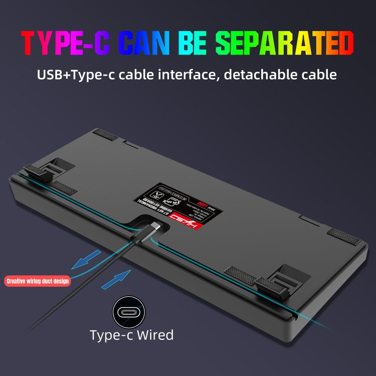 HXSJ L600 87 Keys USB-C / Type-C Wired Red Shaft Mechanical Keyboard with Cool Backlight(Black) - free shipping - PMC Jewellery - Order now!
