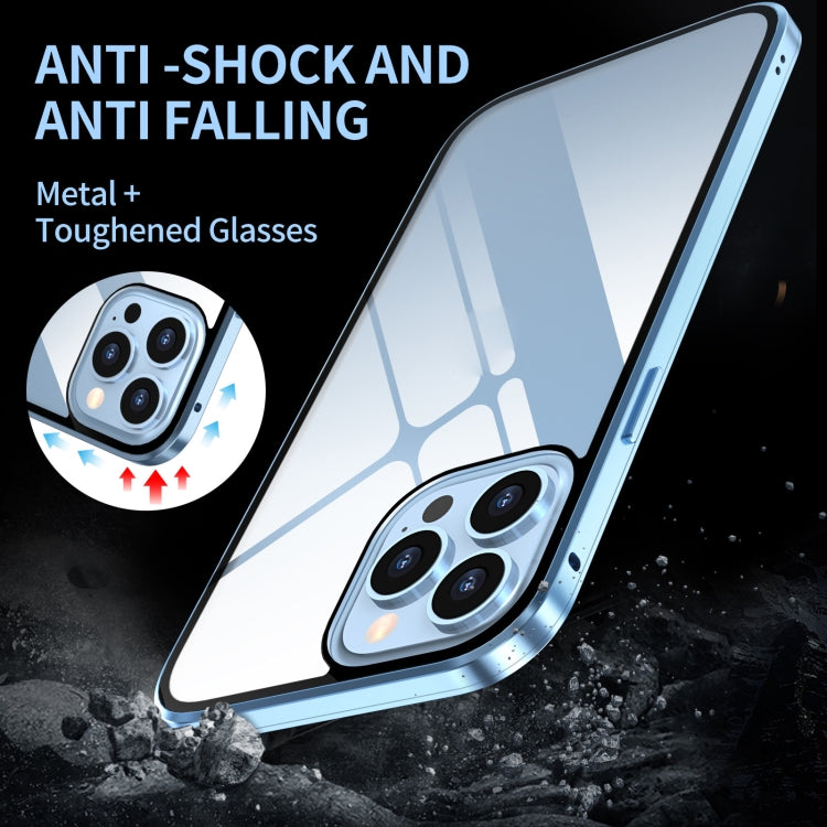 For iPhone 13 Anti-peeping Magnetic Metal Frame Double-sided Tempered Glass Phone Case(Black) - iPhone 13 Cases by PMC TechLife | Online Shopping South Africa | PMC TechLife | Buy Now Pay Later Mobicred