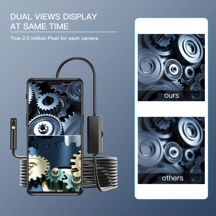 AN100 3 in 1 IP68 Waterproof USB-C / Type-C + Micro USB + USB Dual Cameras Industrial Digital Endoscope with 9 LEDs, Support Android System, Lens Diameter: 5.5mm, Length:2m Hard Cable -  by PMC Jewellery | Online Shopping South Africa | PMC Jewellery | Buy Now Pay Later Mobicred