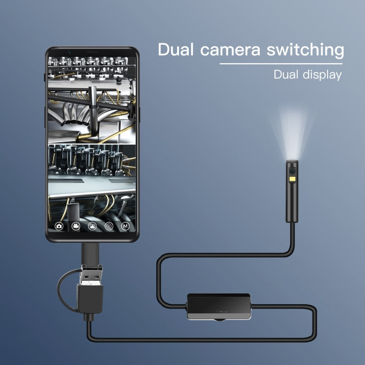 AN100 3 in 1 IP68 Waterproof USB-C / Type-C + Micro USB + USB Dual Cameras Industrial Digital Endoscope with 9 LEDs, Support Android System, Lens Diameter: 8mm, Length:2m Soft Cable -  by PMC TechLife | Online Shopping South Africa | PMC TechLife