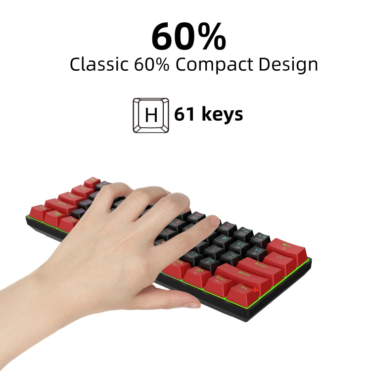 HXSJ V900 61 Keys Cool Lighting Effect Mechanical Wired Keyboard (Black Red) - free shipping - PMC Jewellery - Order now!