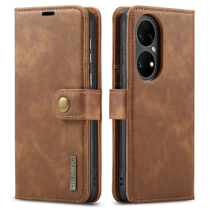 For Huawei P50 Pro DG.MING Crazy Horse Texture Flip Detachable Magnetic Leather Case with Holder & Card Slots & Wallet(Brown) - Huawei Cases by DG.MING | Online Shopping South Africa | PMC Jewellery