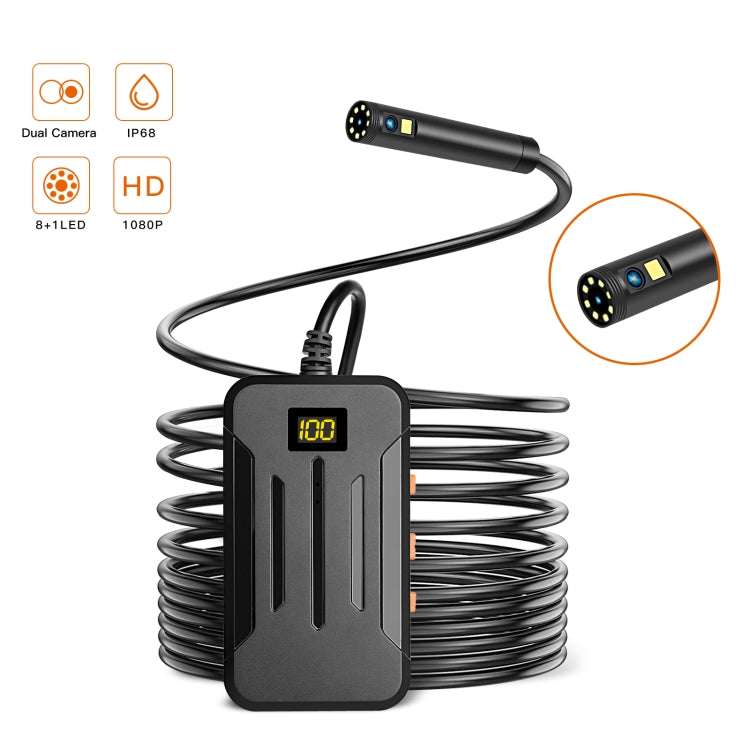 F300 8mm IP68 Waterproof HD Dual Cameras Digital Endoscope, Length:5m Hard Cable(Black) -  by PMC TechLife | Online Shopping South Africa | PMC TechLife | Buy Now Pay Later Mobicred