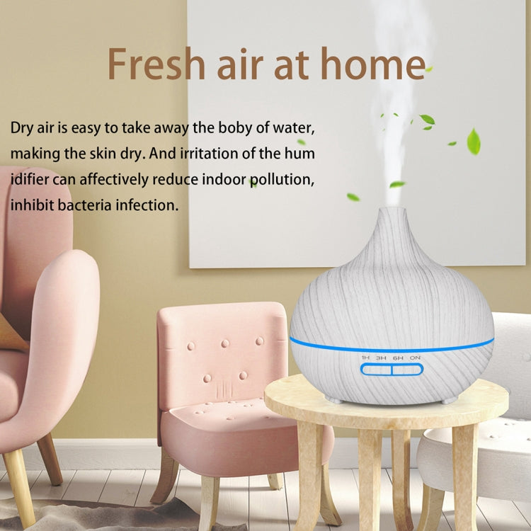 USB 400ml Wood Texture Fragrance Machine Pointed Mouth Humidifier Automatic Alcohol Sprayer with Colorful LED Light & Remote Control(White) - free shipping - PMC TechLife - Order now!
