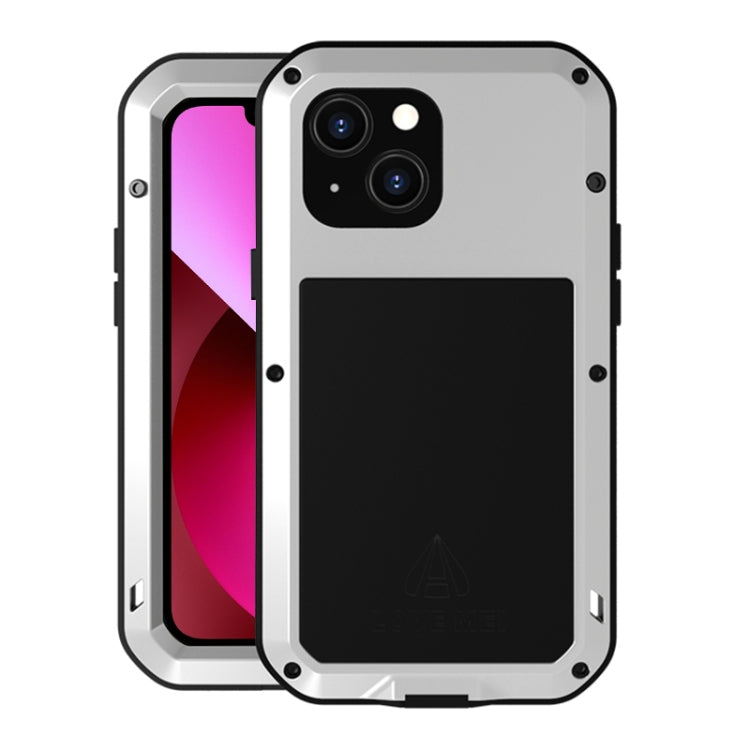 For iPhone 13 LOVE MEI Metal Shockproof Life Waterproof Dustproof Protective Phone Case(Silver) - iPhone 13 Cases by LOVE MEI | Online Shopping South Africa | PMC Jewellery | Buy Now Pay Later Mobicred