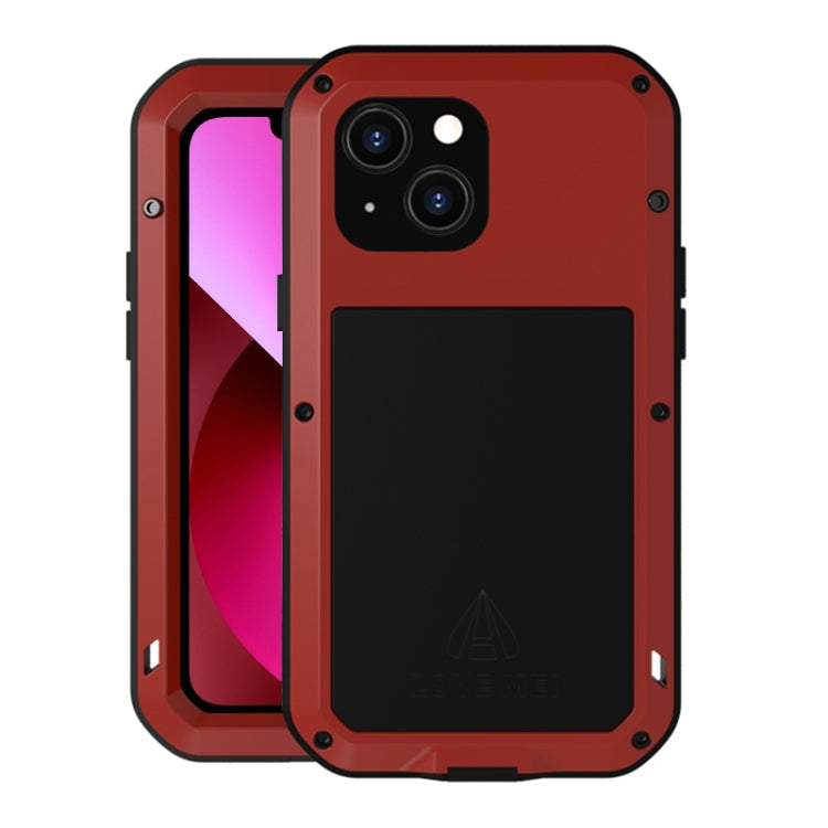 For iPhone 13 LOVE MEI Metal Shockproof Life Waterproof Dustproof Protective Phone Case(Red) - free shipping - PMC TechLife - Order now!