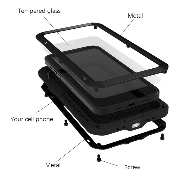 For iPhone 13 Pro LOVE MEI Metal Shockproof Life Waterproof Dustproof Protective Phone Case (Silver) - iPhone 13 Pro Cases by LOVE MEI | Online Shopping South Africa | PMC TechLife | Buy Now Pay Later Mobicred