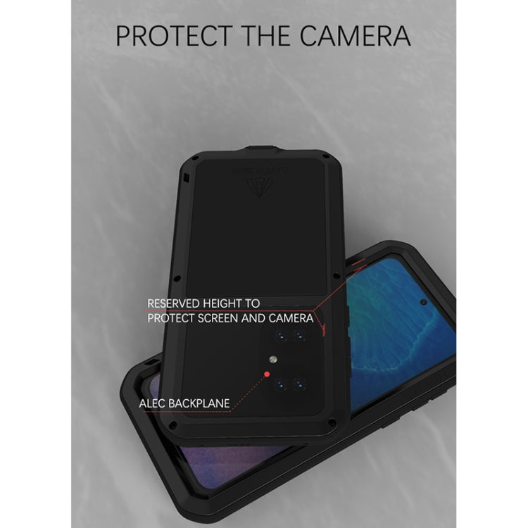 For Huawei P50 LOVE MEI Metal Shockproof Waterproof Dustproof Protective Phone Case with Glass(Black) - Huawei Cases by LOVE MEI | Online Shopping South Africa | PMC Jewellery