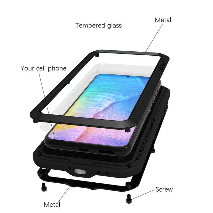 For Huawei P50 LOVE MEI Metal Shockproof Waterproof Dustproof Protective Phone Case with Glass(Yellow) - free shipping - PMC TechLife - Order now!