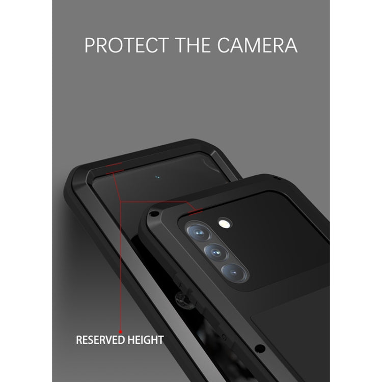 For Samsung Galaxy S21 FE LOVE MEI Metal Shockproof Waterproof Dustproof Protective Phone Case with Glass(Yellow) - free shipping - PMC TechLife - Order now!