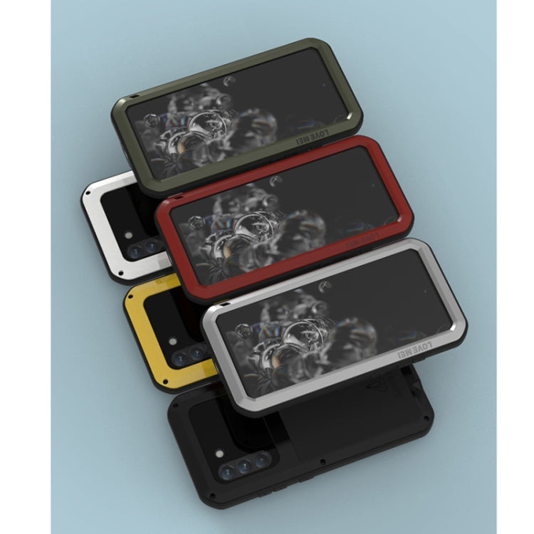 For Samsung Galaxy S21 FE LOVE MEI Metal Shockproof Waterproof Dustproof Protective Phone Case with Glass(Yellow) - free shipping - PMC TechLife - Order now!