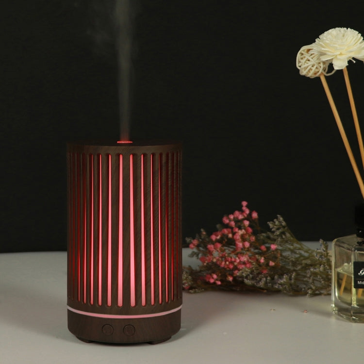USB 200ml Hollow-out Forest Pattern Wooden Essential Oil Aromatherapy Machine Ultrasonic Humidifier Automatic Alcohol Sprayer(Dark Brown-2) - free shipping - PMC TechLife - Order now!