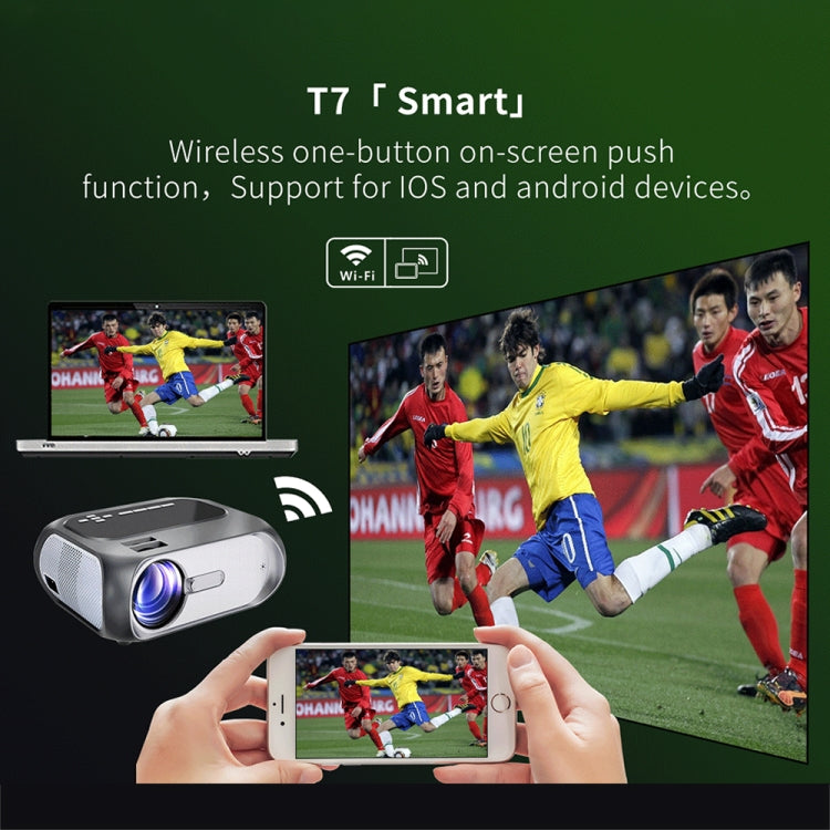 T7 1920x1080P 200 ANSI Portable Home Theater LED HD Digital Projector, Same Screen Version, EU Plug(Black) - LED Projector by PMC TechLife | Online Shopping South Africa | PMC TechLife | Buy Now Pay Later Mobicred